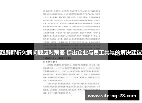 赵鹏解析欠薪问题应对策略 提出企业与员工共赢的解决建议